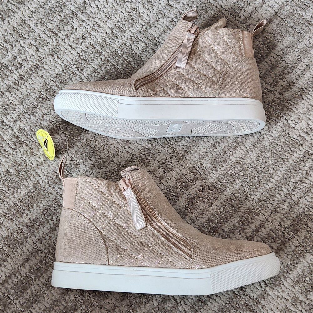 Steve Madden girls Adaptive Reggie iridescent beige wedge sneakers size 3 youth - Picture 6 of 12